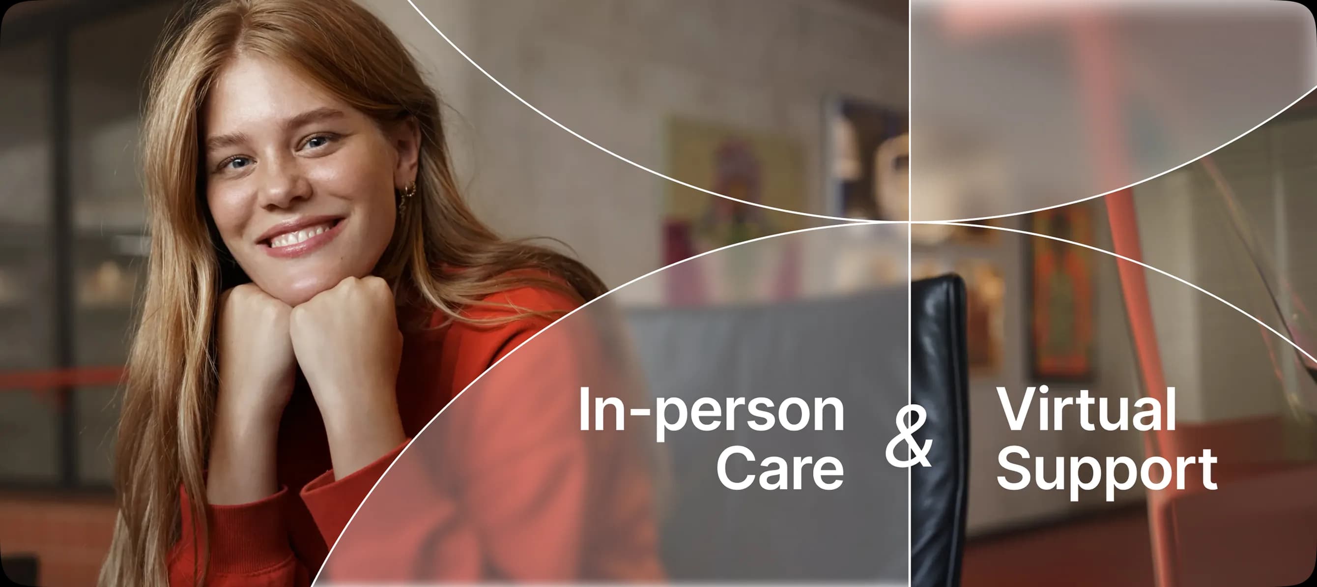 In-person Care and Virtual Support — a young woman smiling during a healthcare consultation