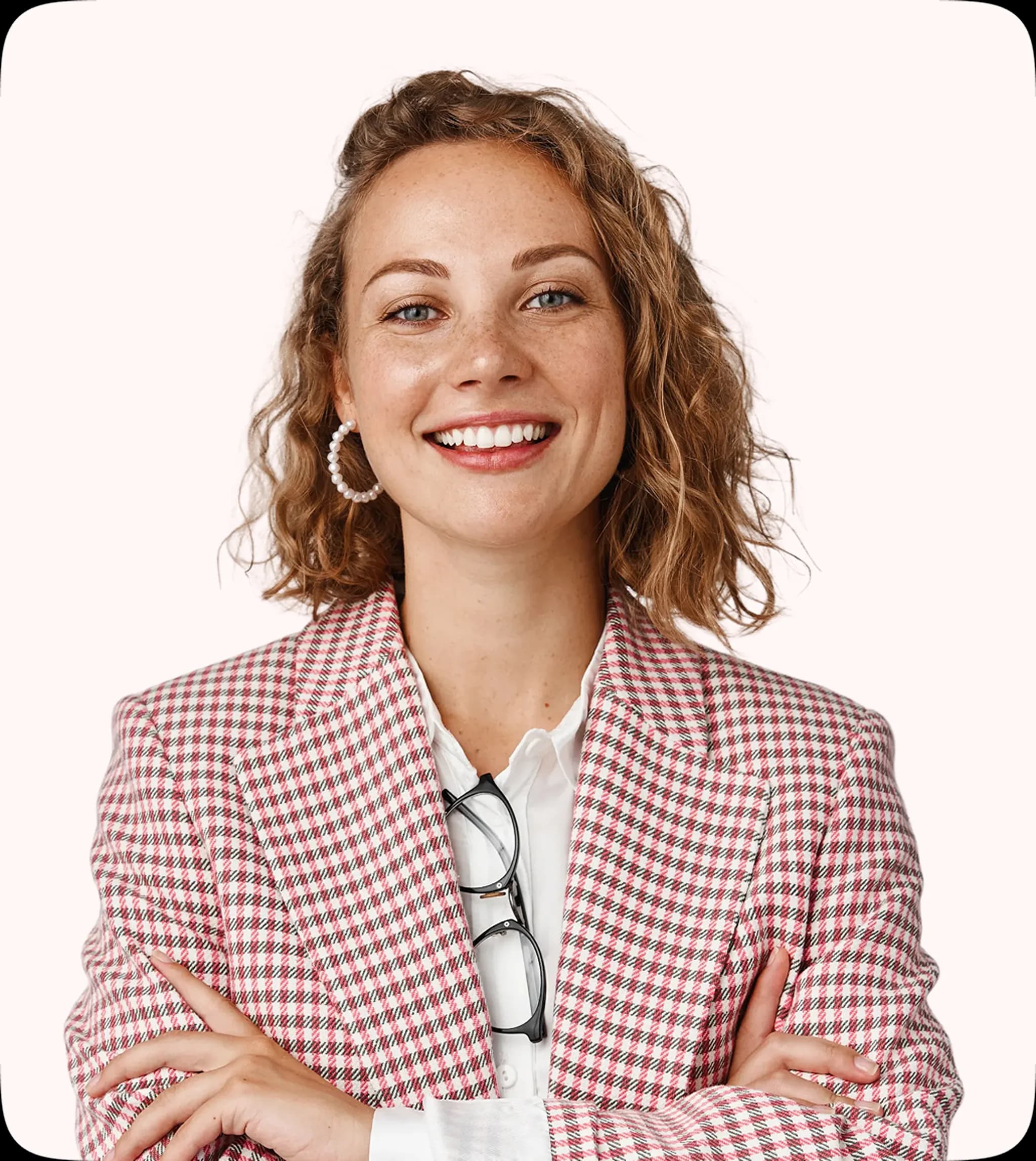 A business professional smiling, representing workplace health partnerships